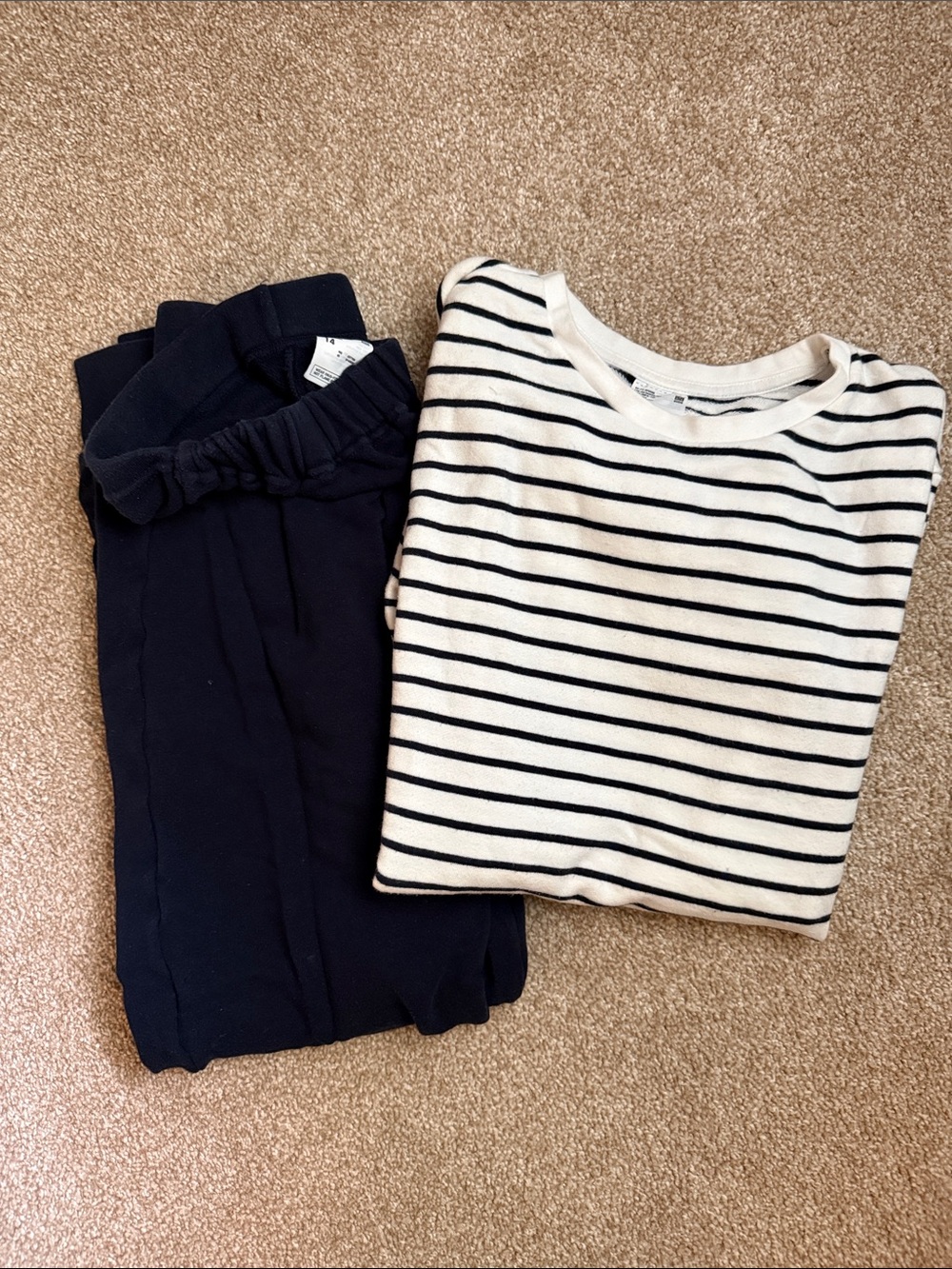 Kids Striped Long Sleeve Top in White & Black - UNIQLO